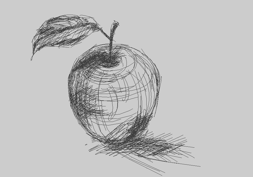Digital Pen Sketch of An Apple