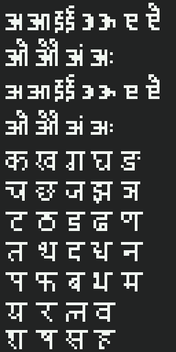 Devanagari/Hindi Bitmap Font