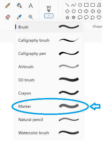 Marker tool in MSPaint